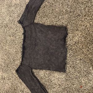 Dark gray washed off the shoulder long sleeve